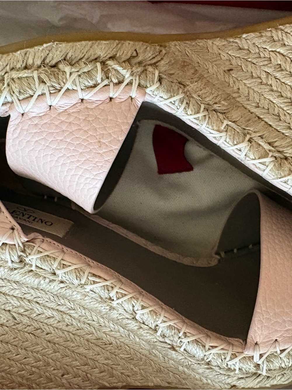 Valentino Blush Pink Rockstud Espadrille Wedge Sandals - Picture 7 of 7